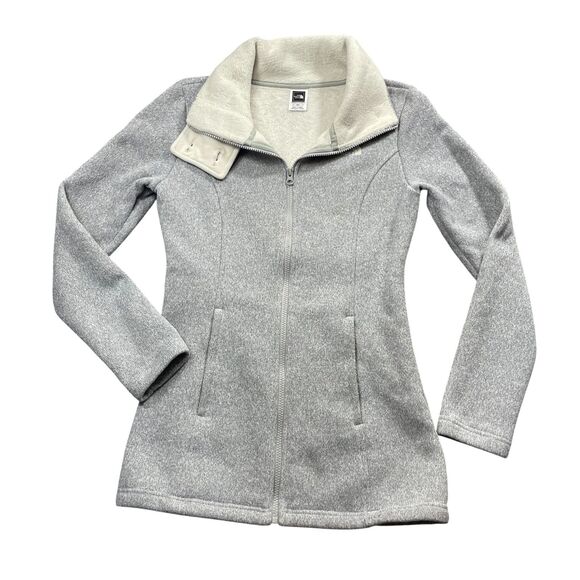 The North Face Small Full Zip Long Sleeve Grey Jacket Fuzzy Lining 100% Polyeste - Picture 1 of 5